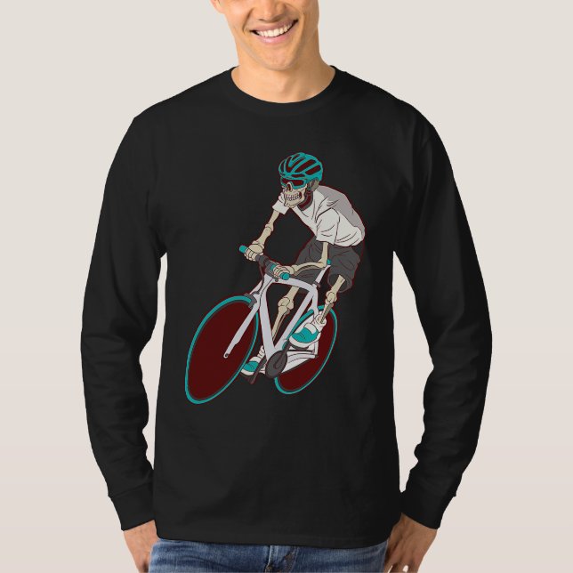 Skeleton that drives a road bike t shirt (Framsida)