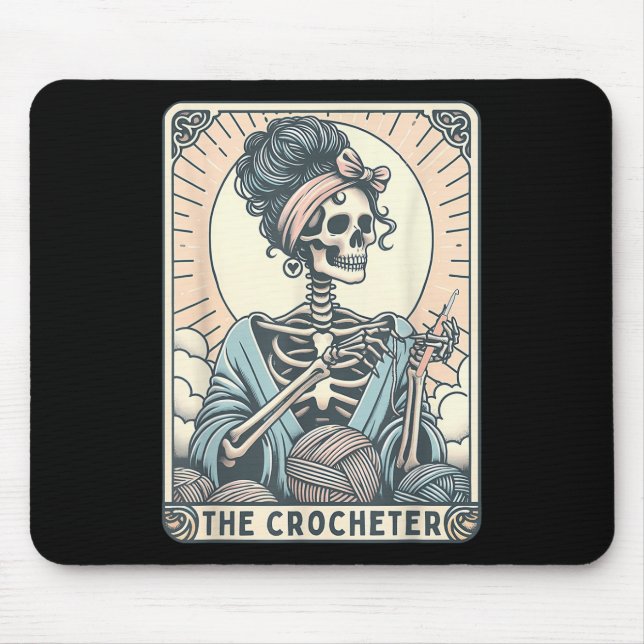 Skeleton The Crocheter Mom Tarot Card Knitter Croc Musmatta (Framsidan)