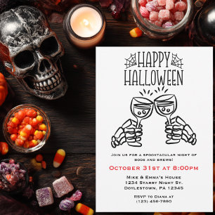 Skeleton Toast Vin Simple Roligt Halloween Inbjudningar