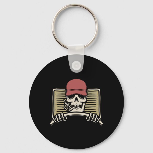 Skeleton Trucker Lazy Halloween Costume Skull Truc Nyckelring (Framsida)