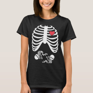 Skeleton Twin Gravid Halloween T Shirt