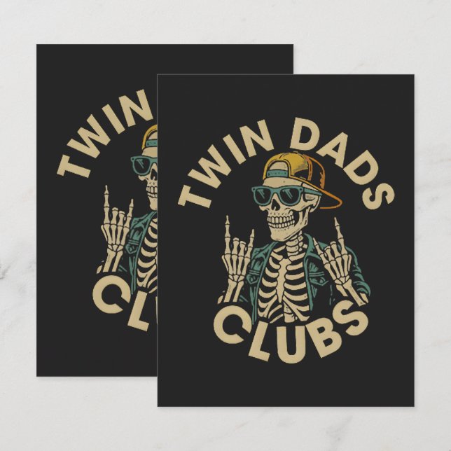  Skeleton Twin Pappaklubb Tack Kort (Fram/baksida)