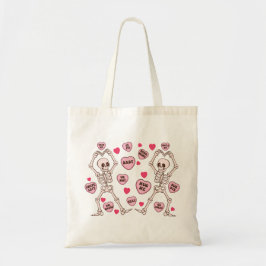 Skeleton Valentines Day Tote Bag, Lustigt Tote Bag Tygkasse