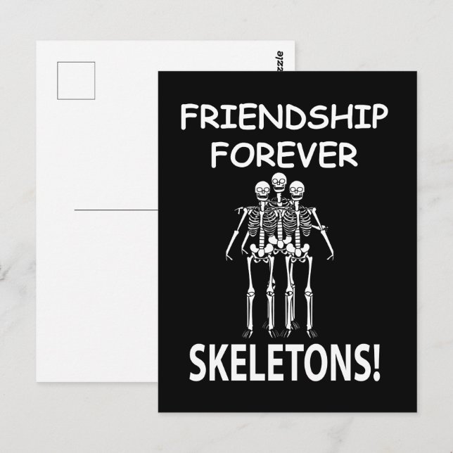 Skeleton Vänskap För Evigt Halloween-Skelett Vykort (Fram/baksida)