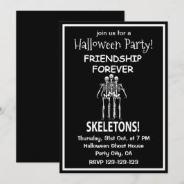 Skeleton Vänskap För Evigt Halloweenfest Inbjudningar