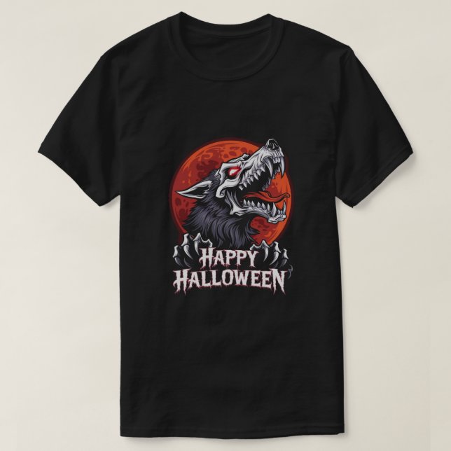 Skeleton-Vargen: Happy halloween T Shirt (Design framsida)