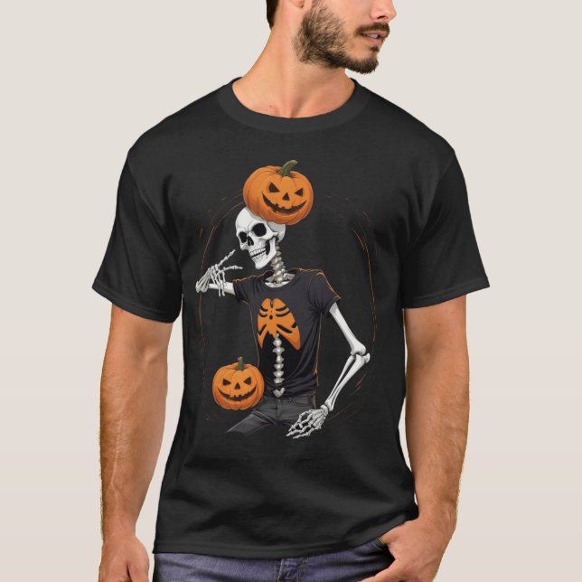 Skeleton Vibes: Spooky Halloween T-Shirt" T Shirt (Framsida)