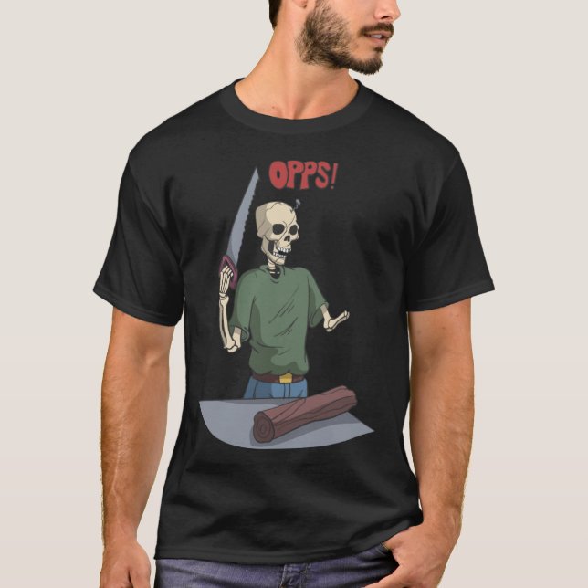 Skeleton vid arbete med trä t shirt (Framsida)