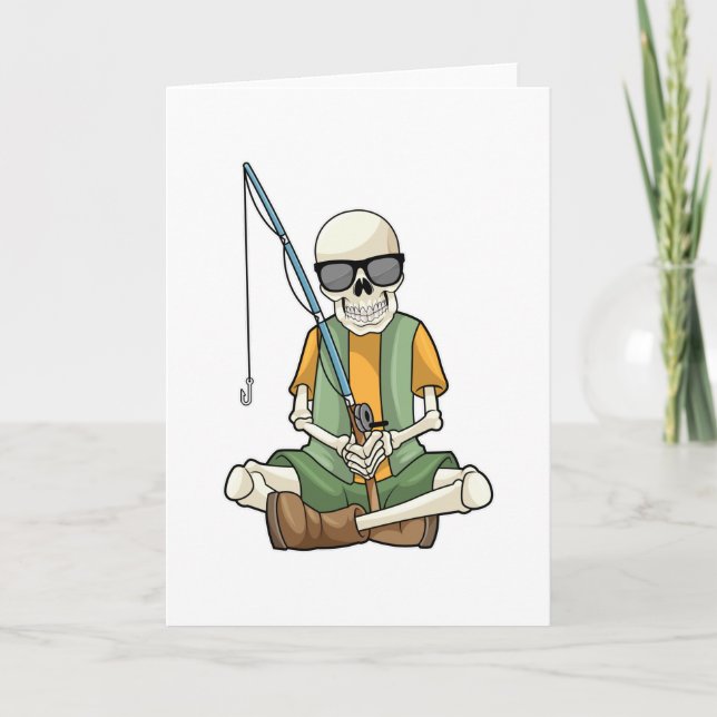 Skeleton vid fiske med fiskstav kort (Framsida)