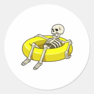 Skeleton vid Swimming med Simma ring Runt Klistermärke