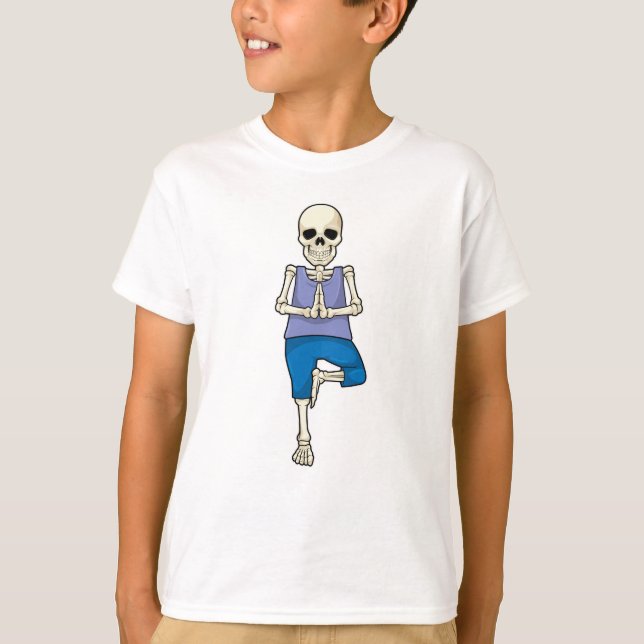 Skeleton vid Yoga Stretching T Shirt (Framsida)