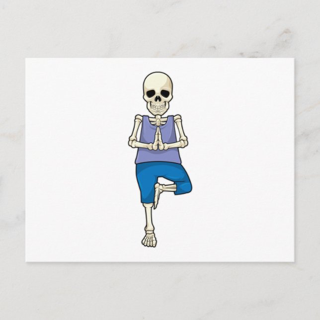 Skeleton vid Yoga Stretching Vykort (Framsida)