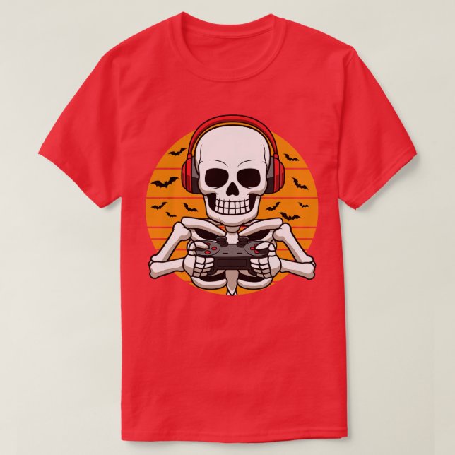 Skeleton Video Game Halloween Costume Gamer T Shirt (Design framsida)