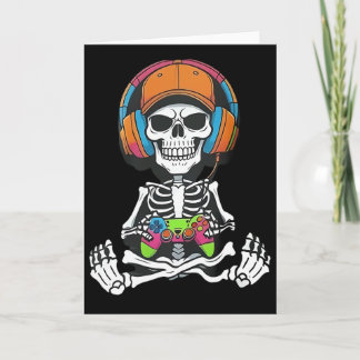 Skeleton Video Game Halloween Gaming Gamer Boys Me Kort