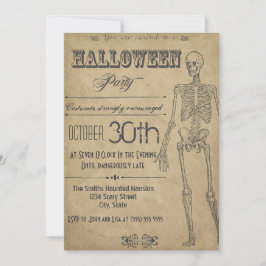 Skeleton Vintage Halloween-inbjudan Inbjudningar
