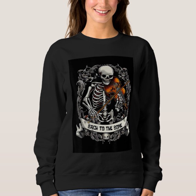 Skeleton Violin Player Bach to the Bone Music Pun  T Shirt (Framsida)