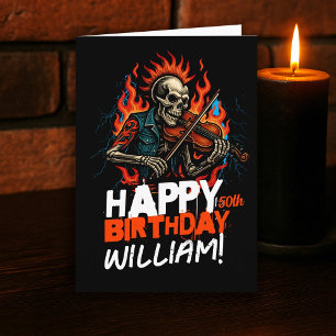 Skeleton Violin Player Musician Birthday Card Kort