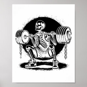 Skeleton Weightlift Weightlifter Bodybuilding Poster