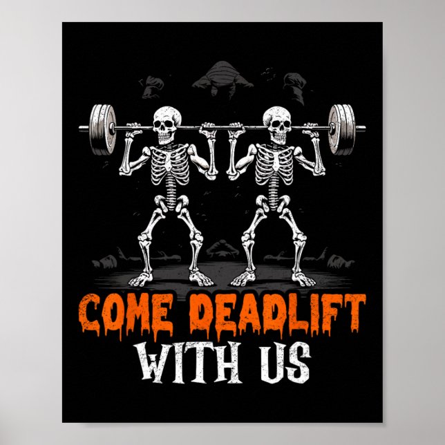 Skeleton Weightlifter BodyBuilder Workout Fitness Poster (Framsidan)