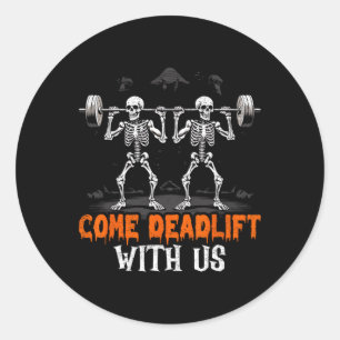 Skeleton Weightlifter BodyBuilder Workout Fitness Runt Klistermärke