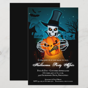 Skeleton Wicked Affair Budget Halloween-inbjudan