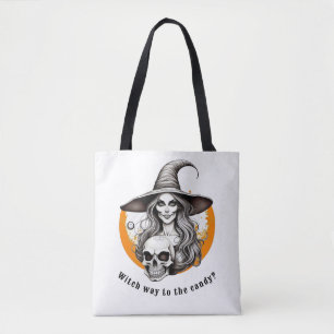 Skeleton Witch Halloween Realistic Art Tygkasse
