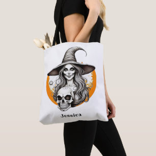 Skeleton Witch Halloween Realistic Art Tygkasse