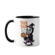 Skeleton Witch med kaffe Cute Halloween