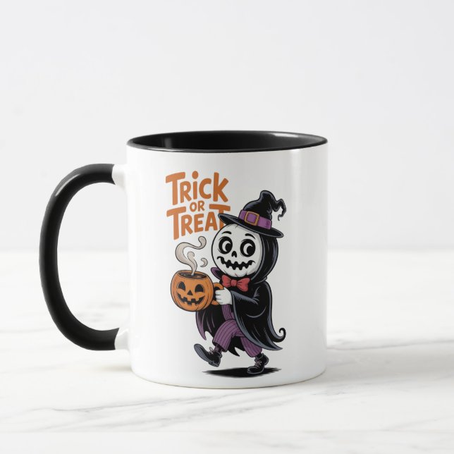 Skeleton Witch med kaffe Cute Halloween Mugg (Vänster)