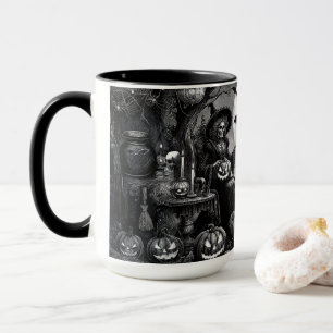 Skeleton Witch Pumpkin Mugg