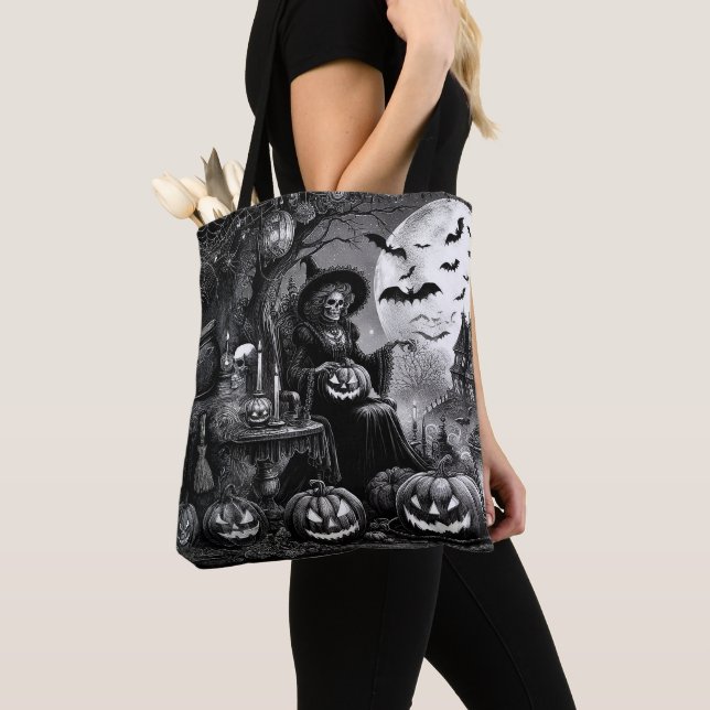 Skeleton Witch Pumpkin Tygkasse (Närbild)