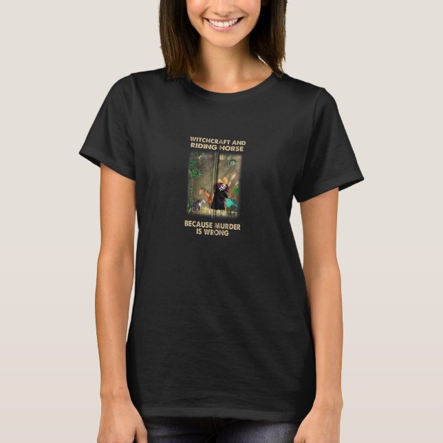 Skeleton  Witchcraft & Horse Riding Murde T Shirt (Framsida)