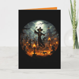 Skeleton Witches Party Halloween Kort