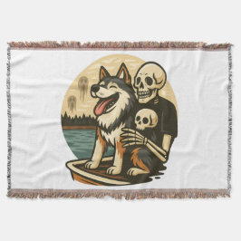 Skeleton with Dog on Haunted Lake Horror Art Filt