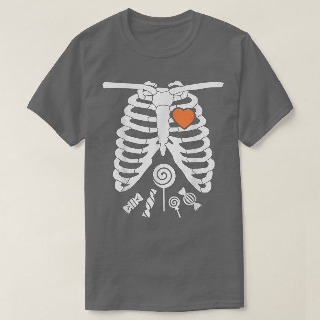 Skeleton X Ray Candy Rib Cage Halloween T  Shirt (Design framsida)