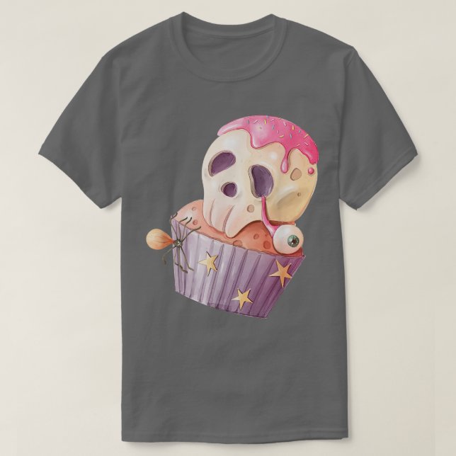 Skeleton Yummy Frosted Cuptårta Eyeball Star Spide T Shirt (Design framsida)