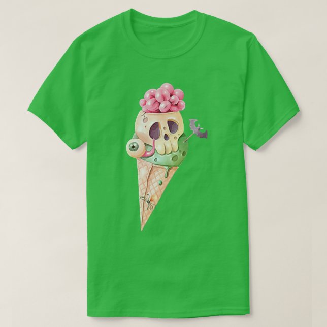 Skeleton Yummy Ice Cream Cone Eyeball Spider Fladd T Shirt (Design framsida)