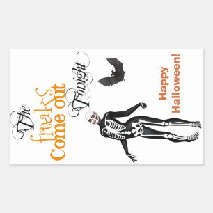 Skeleton Zombie Freak Halloween Rektangulärt Klistermärke