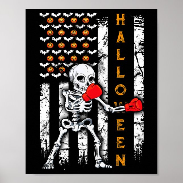 Skeletonboxning Halloweenboxare kickboxning MMA US Poster (Framsidan)