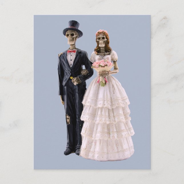 Skeletonbrider och skrumpkort vykort (Framsida)