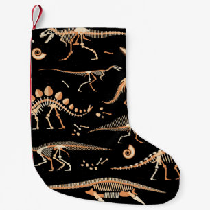 Skeletoner av dinosaurier och fossils mönster liten julstrumpa