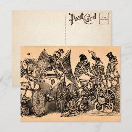 Skeletoner (Calaveras) Riding Bicycles Postcard Vykort
