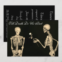 Skeletoner i Kärlek bröllopsinbjudan