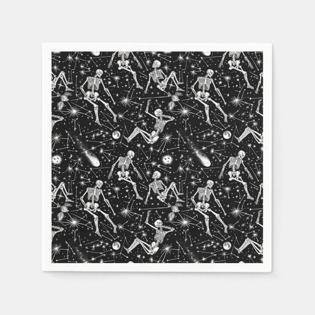 Skeletoner i utrymmesbakgrund pappersservett (Framsidan)