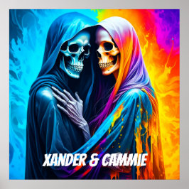 Skeletoner insvällda i en regnbåge Personlig Poster