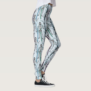 Skeletoner och död Träd på blå Leggings