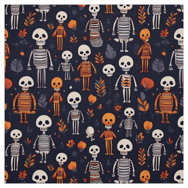 Skeletoner och pumpor nattetid tyg (Provkarta)