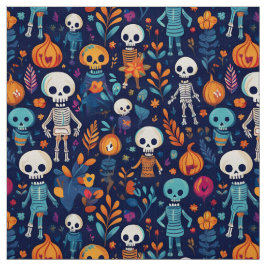 Skeletoner och pumpor vibrerande halloween tyg