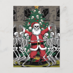 Skeletoner och Santa Dancing runt Julgran Vykort