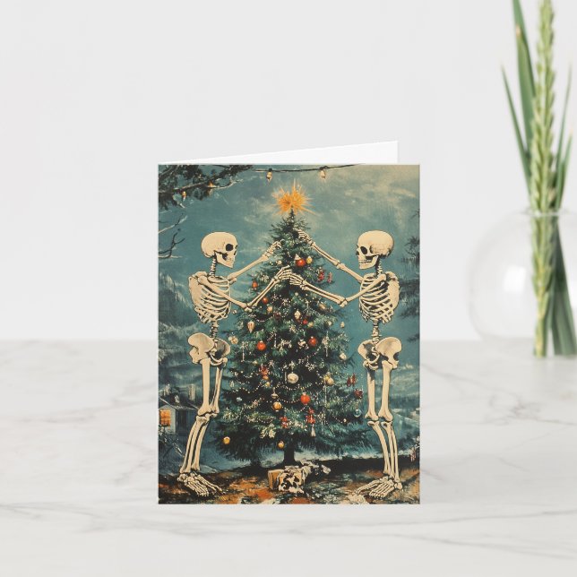 Skeletoner som dekorerar Träd Kort (Framsida)